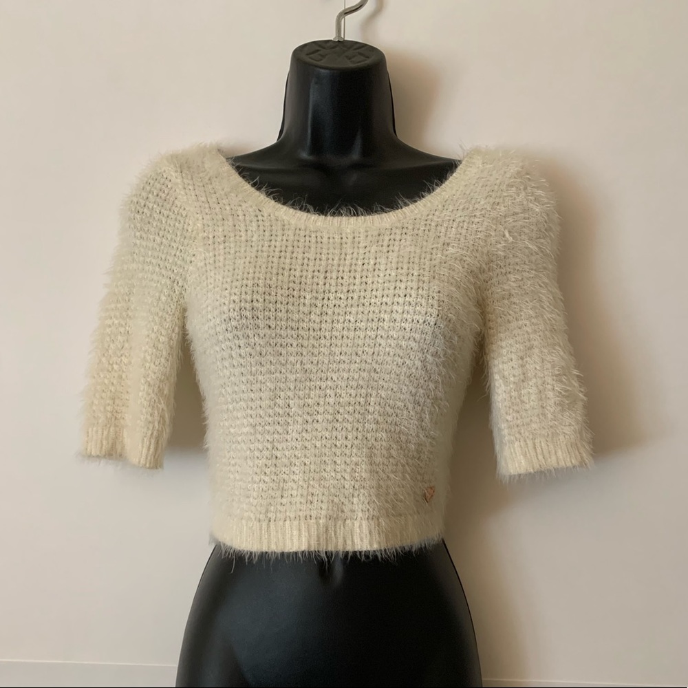 ✨🌸 White/Cream Fur Knitted Sweater Top 🌸✨